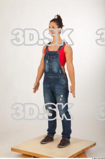 Whole body blue jeans red singlet of Rebecca 0002